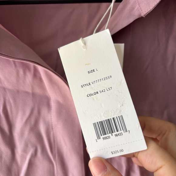 Vince RELAXED LONG SLEEVE SILK BLEND BUTTON-UP BLOUSE IN LILAC STONE Sz L - Picture 5 of 8